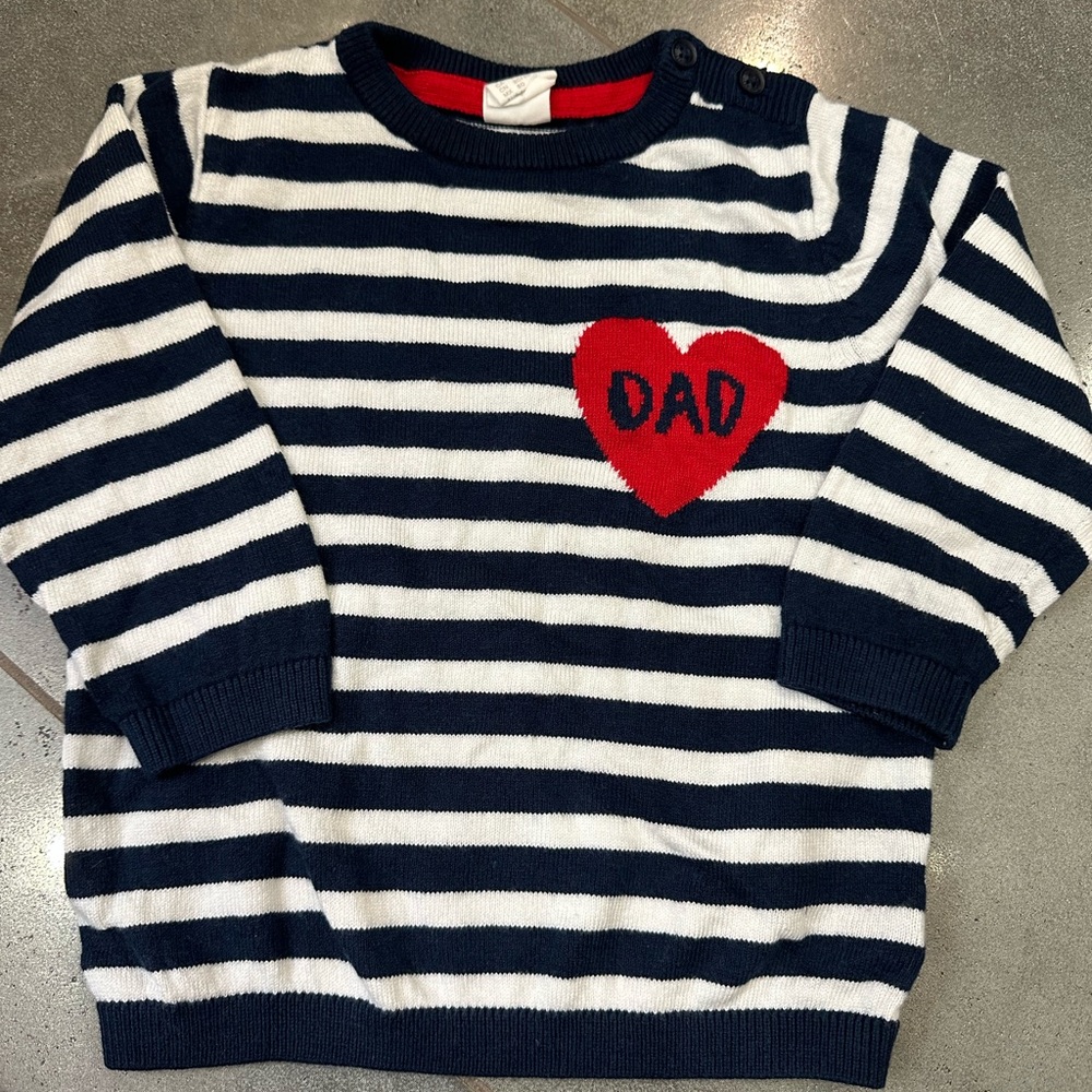 H&M 9/12 m Love Heart Dad Navy White Sweater, Perfect For Father’s Day